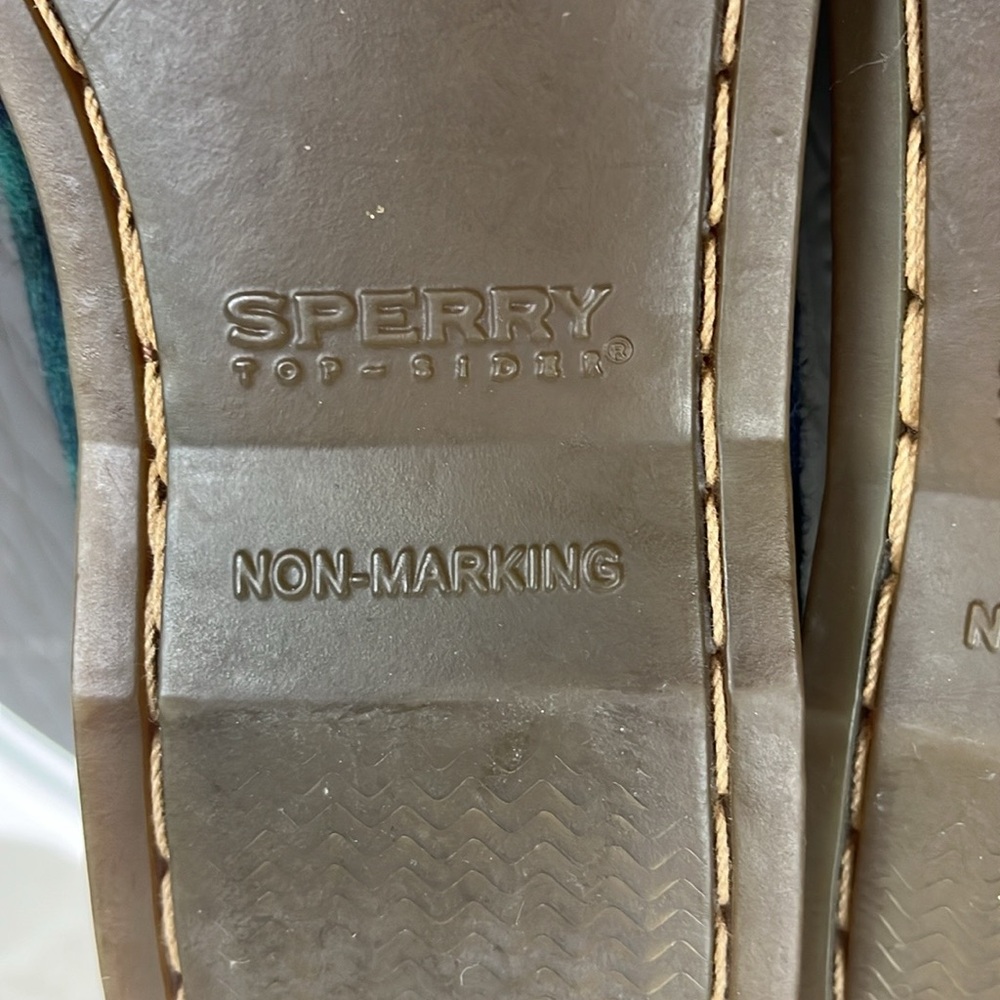 Sperry Blue and Green Plaid Topsider Boat Shoes Womens 7.5 - Picture 8 of 15